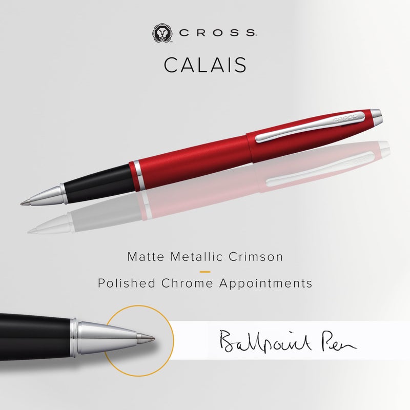 Cross Calais Refillable Rollerball Pen Presented in a Luxury Gift Box - Medium Point, Black Ink, Matte Metallic Crimson - Image 2